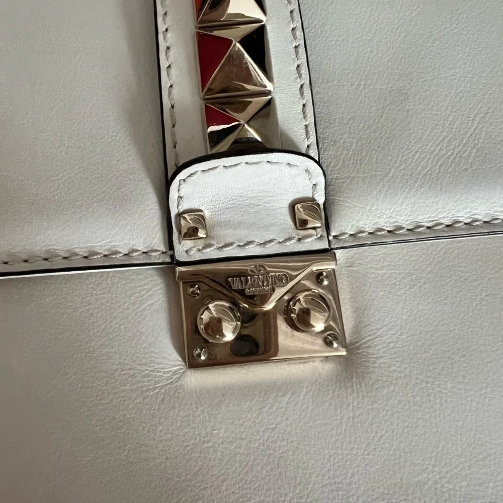 Valentino Garavani Medium White Glam Lock Flap Bag